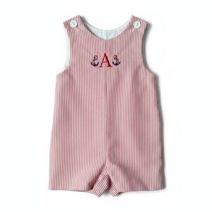 Ragsland “A” Anchor Jumper Baby 12M Striped Seersucker Summer Beach Comfy Outfit
